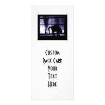October Showers Cat Silhouette At Window 2 Indigo Full Colour Rack Card