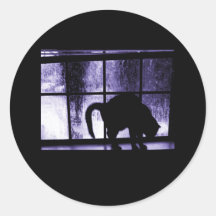 October Showers Cat Silhouette At Window 2 Indigo Stickers