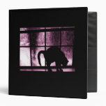 October Showers Cat Silhouette At Window 2 Pink Binders