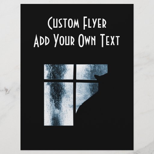 October Showers Cat Silhouette At Window Blue Full Colour Flyer