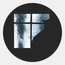 October Showers Cat Silhouette At Window Blue Stickers