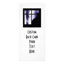 October Showers Cat Silhouette At Window Indigo Custom Rack Cards