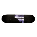 October Showers Cat Silhouette At Window Indigo Skate Board Decks