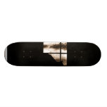 October Showers Cat Silhouette At Window Orange Skateboard