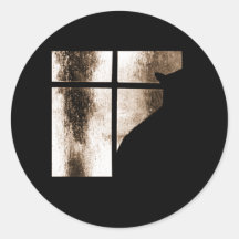 October Showers Cat Silhouette At Window Orange Stickers