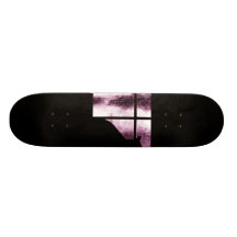 October Showers Cat Silhouette At Window Pink Skateboards