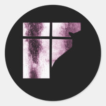October Showers Cat Silhouette At Window Pink Stickers