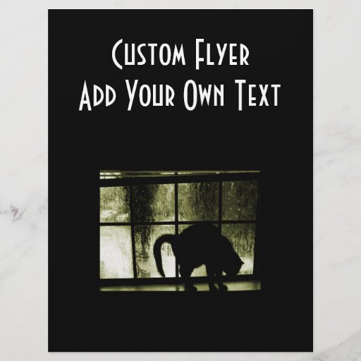 October Showers Cat Silhouette At Window Yellow Full Color Flyer