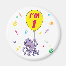 Octopus 1st Birthday Fridge Magnet