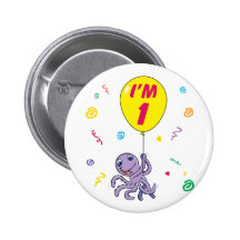 Octopus 1st Birthday Pins