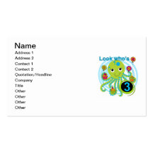 Octopus 3rd Birthday T-shirts and Gifts Business Card Template