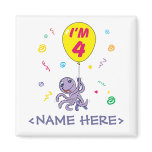 Octopus 4th Birthday Magnet