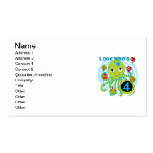 Octopus 4th Birthday T shirts and Gifts Business Cards