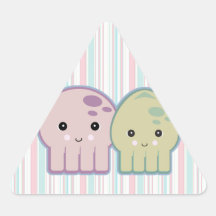 octopus and squid pals round stickers