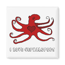 octopus, I love cephalopods Fridge Magnet