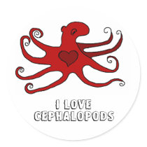 octopus, I love cephalopods Stickers