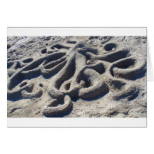 Octopus in the Sand Greeting Cards