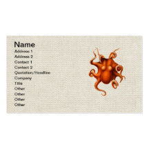 Octopus Red Cephalopod Vintage Design Business Cards