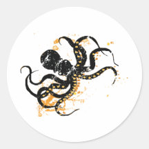 Octopus Round Stickers