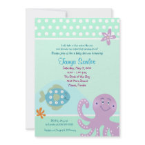 Octopus Sealife Ocean 5x7 Baby Shower Invitation