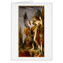 Oedipus And The Sphinx By Gustave Moreau Greeting Cards