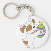 Oeuf de pâques mignon de chiot porte-clef