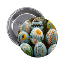 Oeufs de pâques peints par bleu badges avec agrafe