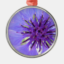 Off Centre Purple Bachelor's Button Christmas Ornament