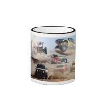 Off road mug with black trim  and handle.