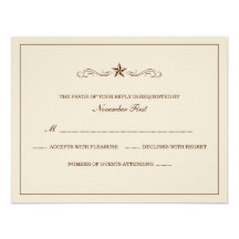 Off-white and Brown Western Wedding RSVP Custom Invitations