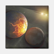 Off-World Planetary Crash Illustration Magnet