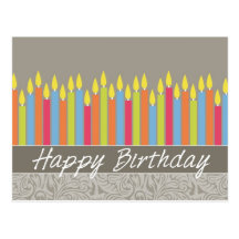 Office Birthday Card with Candles Postcards