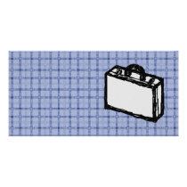 Office Briefcase or Travel Suitcase Sketch. Blue. Customized Photo Card