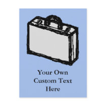 Office Briefcase or Travel Suitcase Sketch. Blue. Post Card