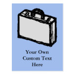 Office Briefcase or Travel Suitcase Sketch. Blue. Post Card