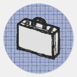 Office Briefcase or Travel Suitcase Sketch. Blue. Sticker