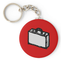 Office Briefcase or Travel Suitcase. Sketch on Red Keychain