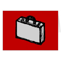 Office Briefcase or Travel Suitcase. Sketch. Red Cards