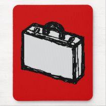 Office Briefcase or Travel Suitcase. Sketch. Red Mouse Pad