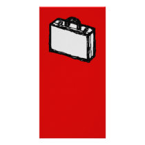 Office Briefcase or Travel Suitcase. Sketch. Red Custom Photo Card