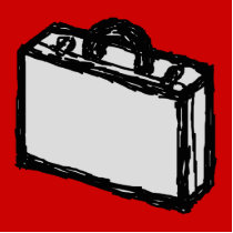 Office Briefcase or Travel Suitcase. Sketch. Red Photo Cut Out
