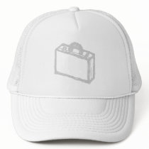 Office Briefcase or Travellers Suitcase. Sketch. Mesh Hat
