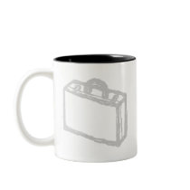 Office Briefcase or Travellers Suitcase. Sketch. Coffee Mugs