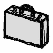 Office Briefcase or Travellers Suitcase. Sketch. Photo Cutouts