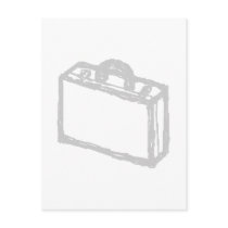 Office Briefcase or Travellers Suitcase. Sketch. Postcards