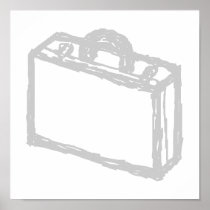 Office Briefcase or Travellers Suitcase. Sketch. Posters