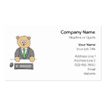 Office Worker in a Green Tie. Business Card Templates
