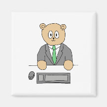 Office Worker in a Green Tie. Fridge Magnets