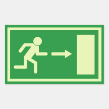 Official Euro Emergency, fire exit sign (right) Rectangle Sticker