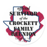 Official Survivor of Texas Family Reunion (red) Round Stickers